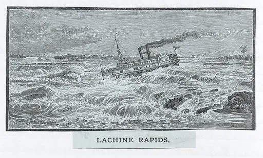Gravura de época Lachine Rapids Canadá – Créditos: Site Lookandlearn