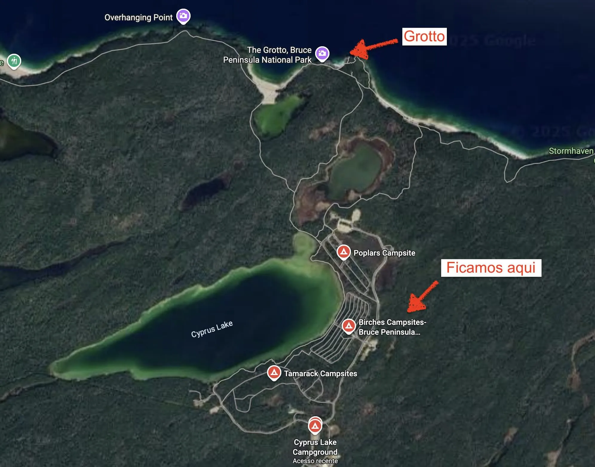 Mapa relacionado a Onde fica o Camping Cyprus Lake