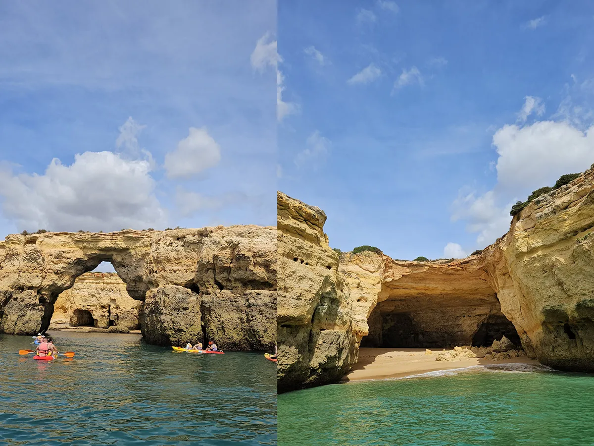Canoagem em grutas e paisagens naturais.